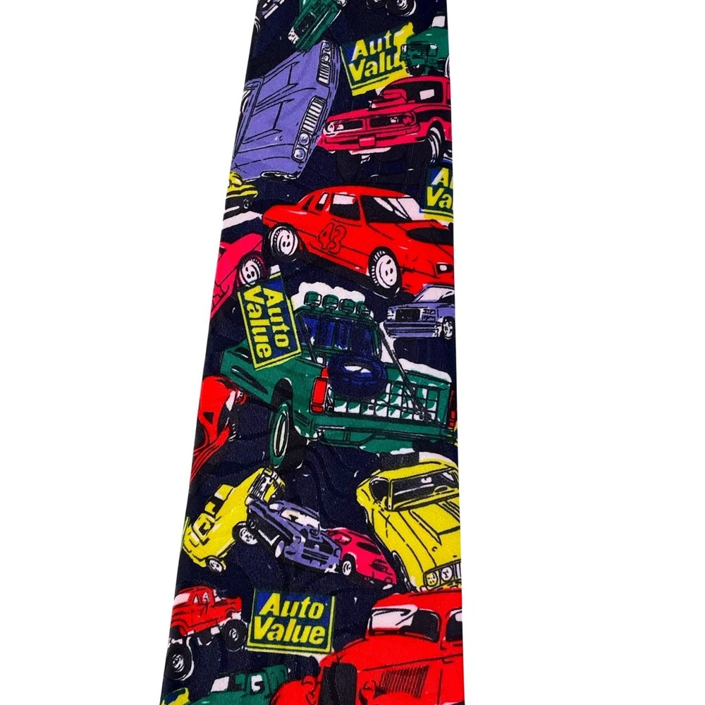 Vtg Concerto Auto Value‎ Classic Cars Tie Men's Retro Colorful Print - Picture 11 of 15
